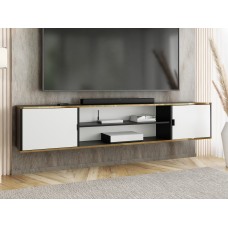 Atvērts TV galdiņš ar zelta malu LUNO 4, Melns/Balts